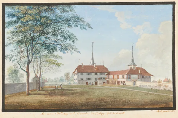 Nouveau Chatteaux de la Baronie de Belpp. Coté du Levant av Johann Ludwig Aberli