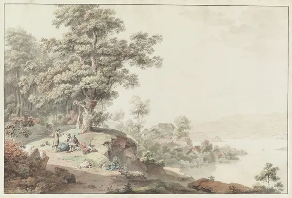 Vue prise aux environs du Lac de Bienne av Johann Ludwig Aberli