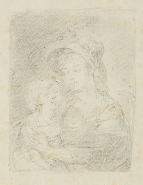 Study for a painting of Ewa Brzostowski nee Chreptowicz with daughter Izabella, II av Marcello Bacciarelli