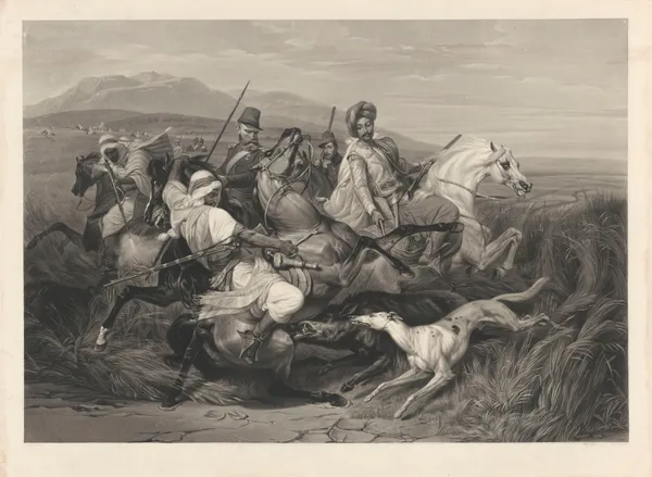 Chasse au sanglier (after Horace Vernet) av Jean-Pierre-Marie Jazet