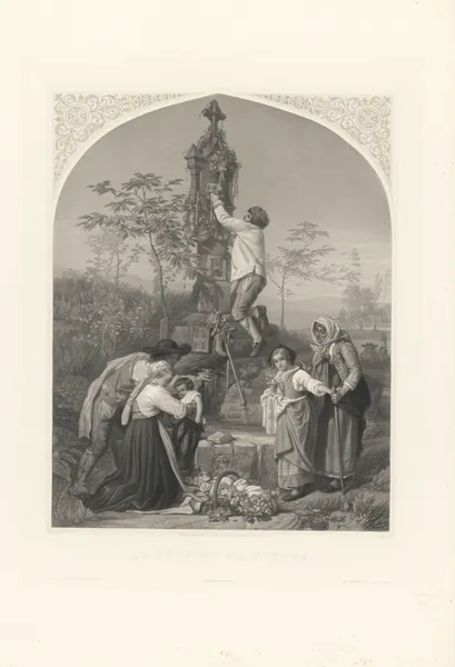 La Fête de la Vierge (after Gustave Brion) av Jean-Pierre-Marie Jazet