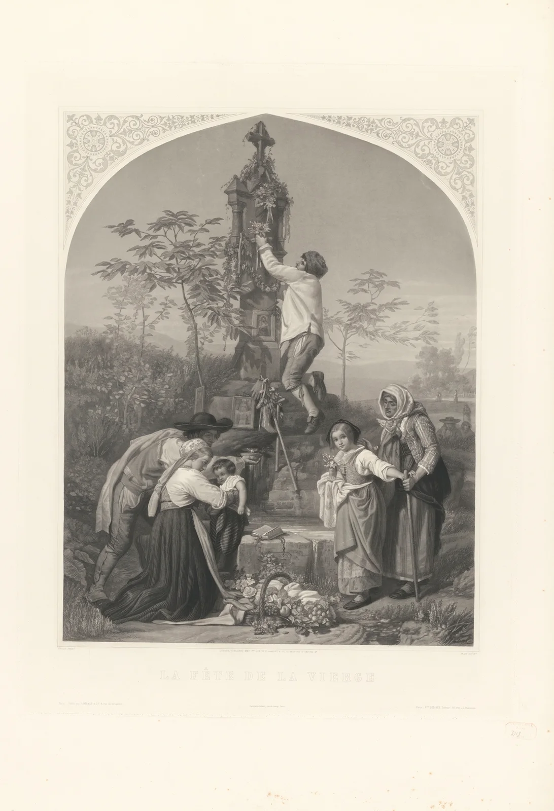 La Fête de la Vierge (after Gustave Brion) av Jean-Pierre-Marie Jazet