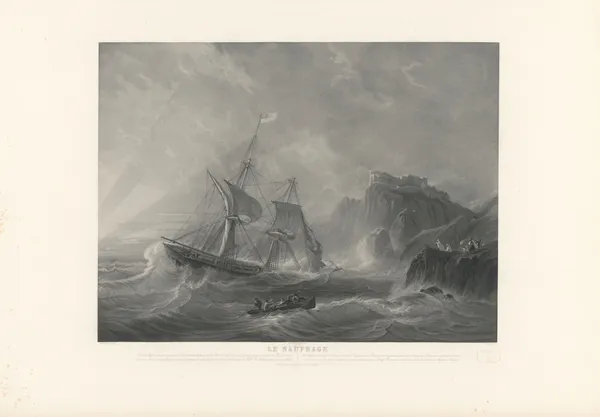 Le Naufrage (after Morel-Fatio) av Jean-Pierre-Marie Jazet