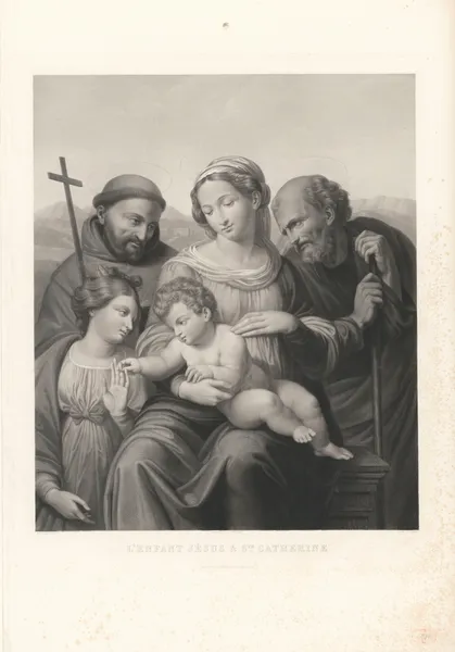 L’Enfant Jésus & S.te Catherine (after Pietro Perugino) av Jean-Pierre-Marie Jazet