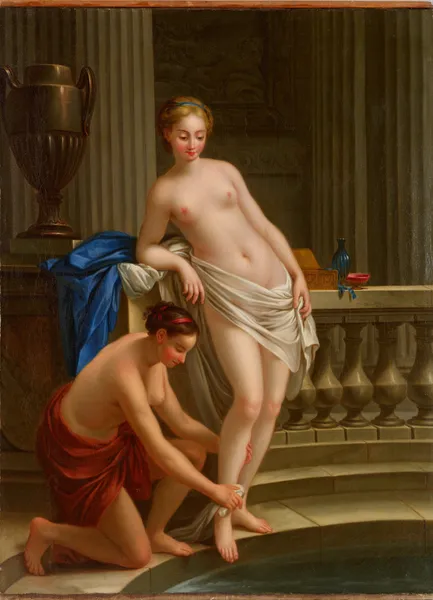 Callisto, nymphe de Diane sortant du bain av Joseph-Marie Vien
