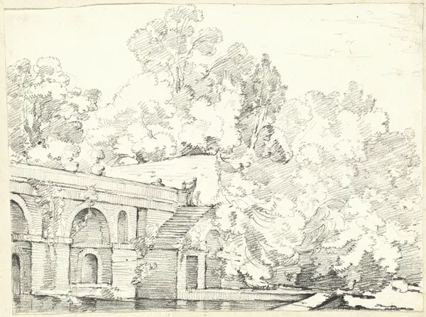 The Fishpond at Villa Madama av Joseph-Marie Vien