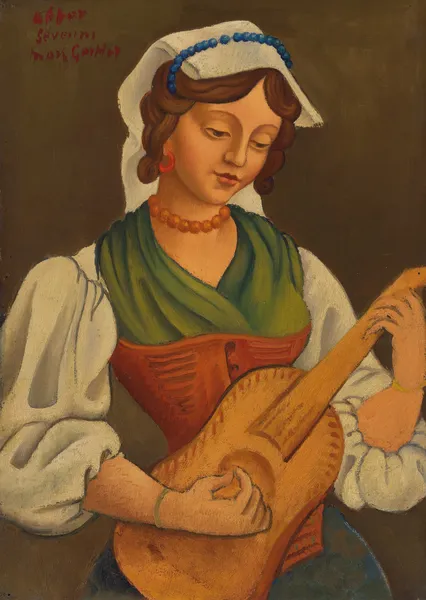 Girl with mandolin (after Gino Severini) av Mark Gertler