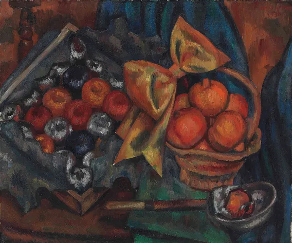 Still life with pomegranates and fruit av Mark Gertler