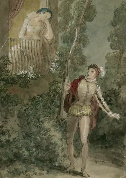 A scene from Romeo and Juliet – the balcony scene 2 av John Massey Wright