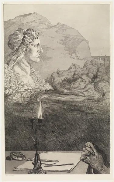 Titelblatt (Malerische Zueignung ; Anrufung) (Rettungen Ovidischer Opfer, Opus II, Blatt 1 [1b]) av Max Klinger
