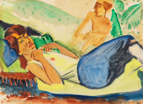 Resting Girl av Hermann Max Pechstein