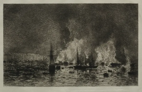 Fire in the Port of Bordeaux av Maxime Lalanne
