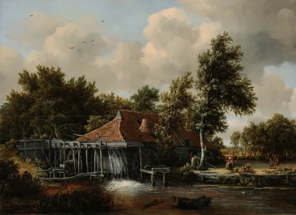 A Watermill av Meindert Hobbema