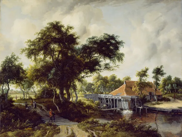 A Watermill av Meindert Hobbema