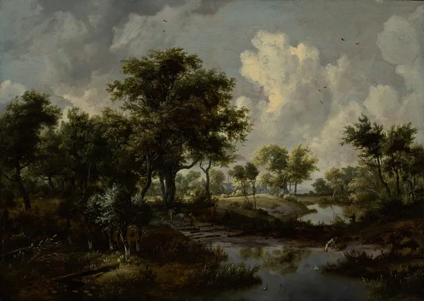 A Wooded Landscape av Meindert Hobbema