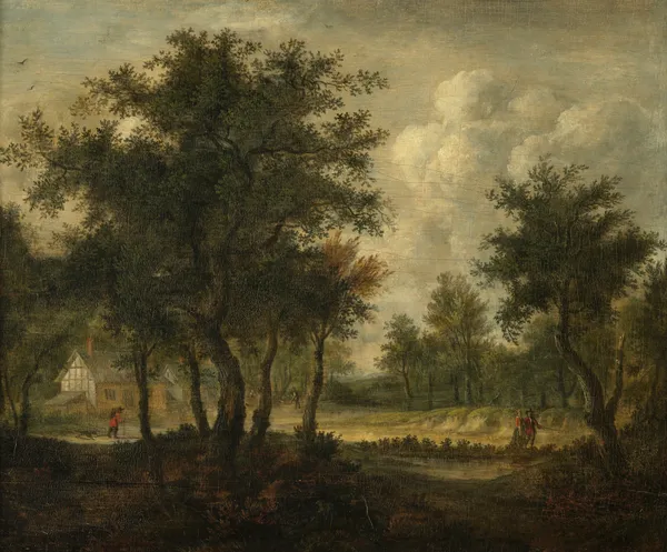 Landscape with figures av Meindert Hobbema