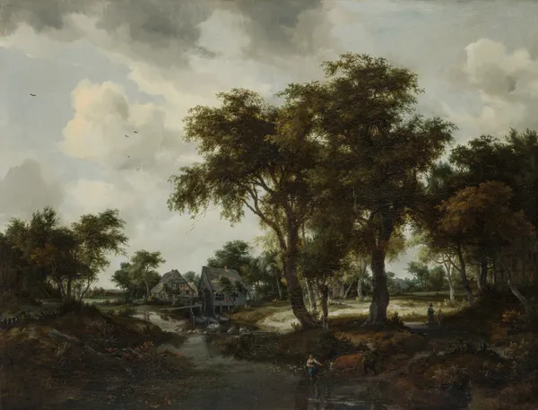 The Water Mill (The Trevor Landscape) av Meindert Hobbema