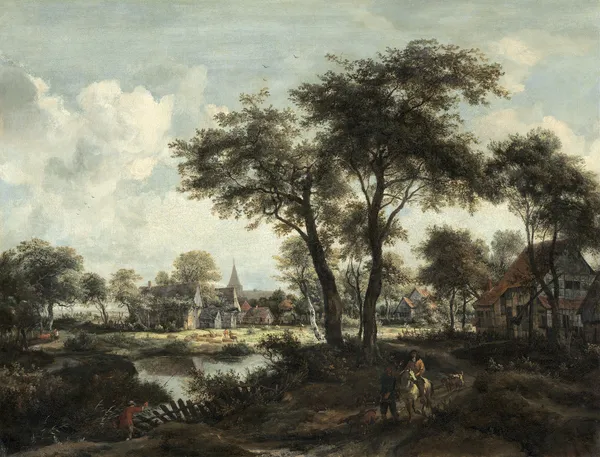 Village near a Pool av Meindert Hobbema