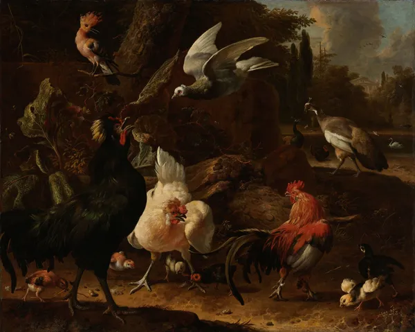 Birds in a Park av Melchior d'Hondecoeter