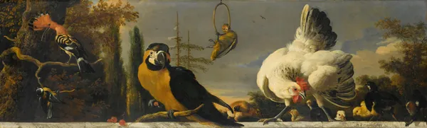 Birds on a Balustrade av Melchior d'Hondecoeter