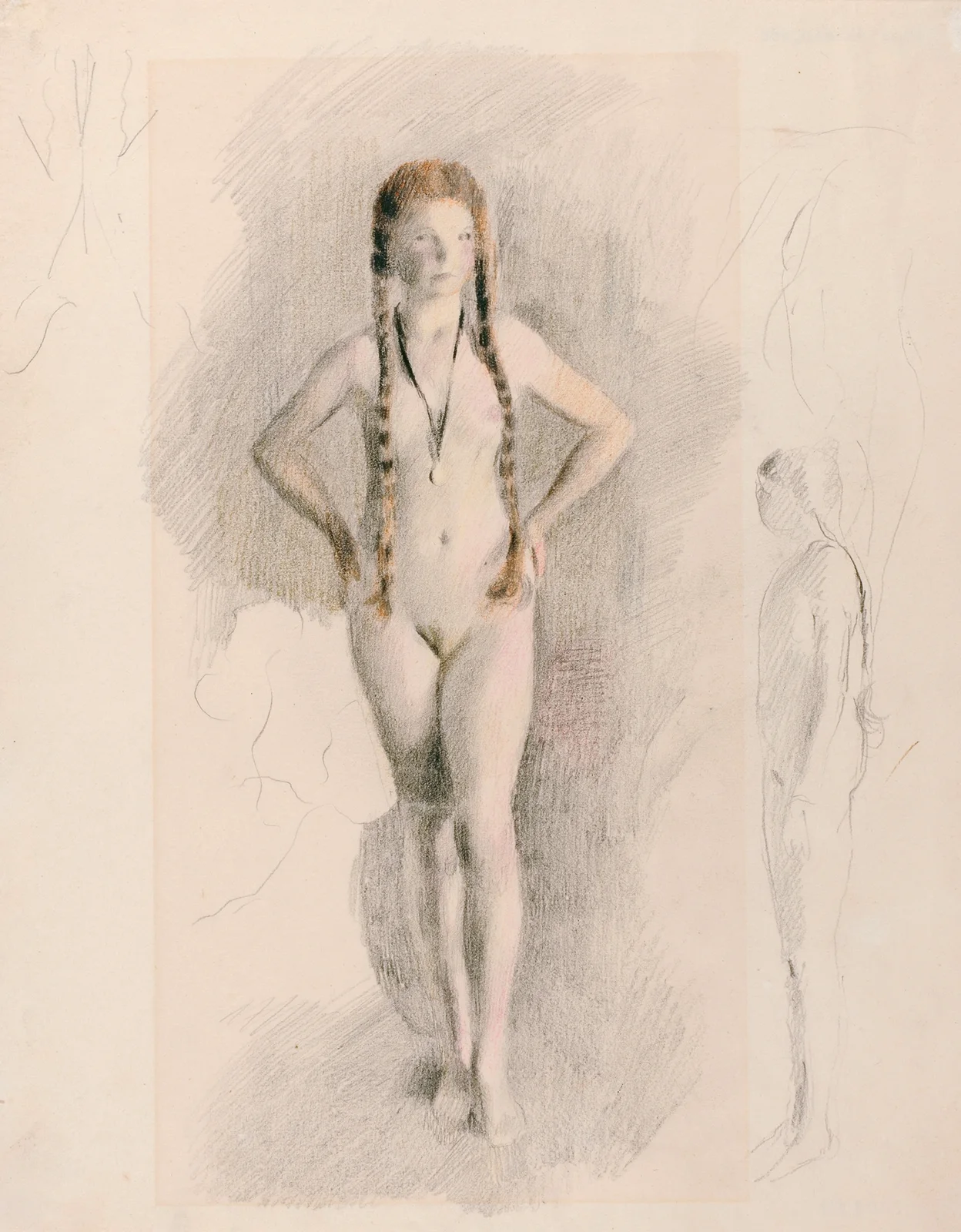 Mädchen mit Medaillon av Otto Meyer-Amden