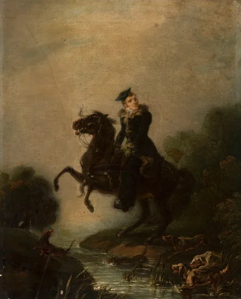 Portrait of Ignacy Konarski on horseback av Piotr Michałowski