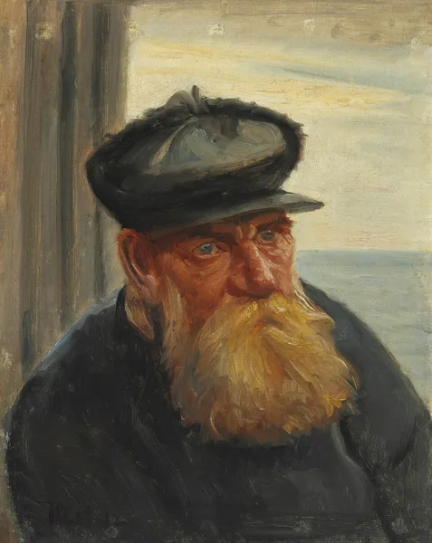 En skagensfisker med havet i baggrunden av Michael Ancher