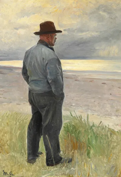 Fisker ser ud over havet av Michael Ancher