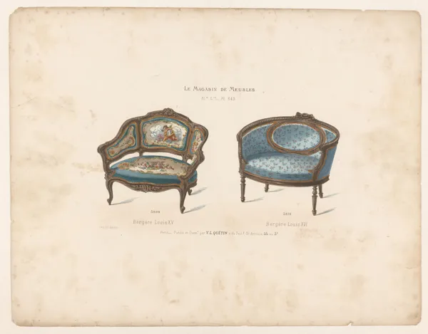Bergère Louis XV ; Bergère Louis XVI av Victor Léon Michel Quétin