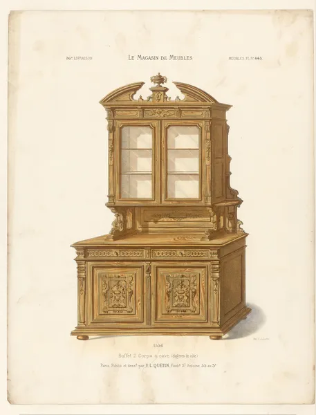 Buffet 2 Corps à cave (étagères de côté) av Victor Léon Michel Quétin