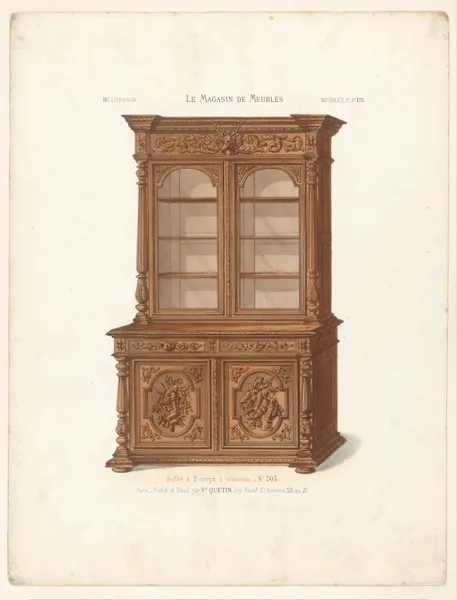 Buffet à 2 corps à colonnes av Victor Léon Michel Quétin