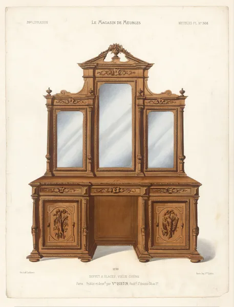 Buffet a glaces, vieux chêne av Victor Léon Michel Quétin