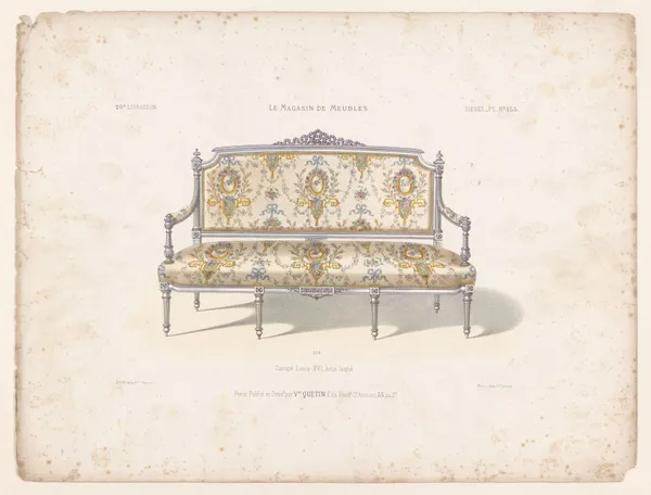 Canapé Louis XVI, bois laqué av Victor Léon Michel Quétin