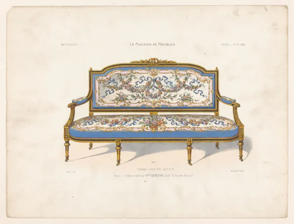 Canapé Louis XVI, noir et or av Victor Léon Michel Quétin