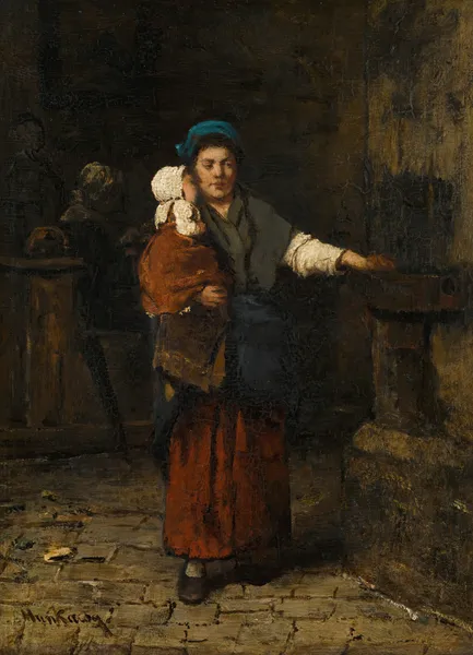 Mother and child av Mihály Munkácsy
