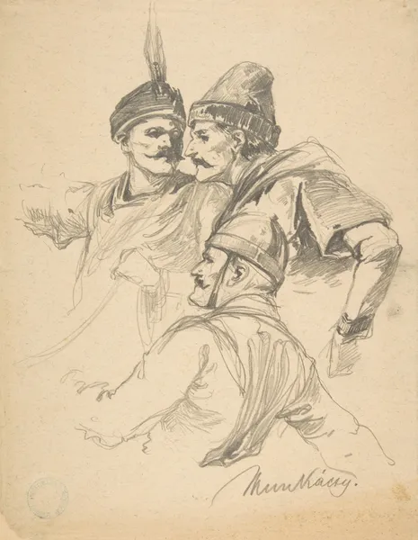 Study of Three Men, Bust Length av Mihály Munkácsy