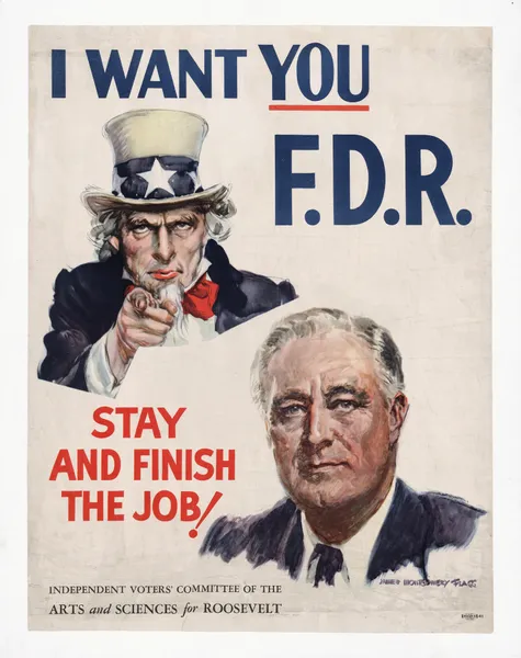 I want you F.D.R.–Stay and finish the job! av James Montgomery Flagg