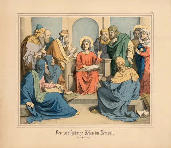 Der zwölfjährige Jesus im Tempel (19th century) av Johann Nepomuk Heinemann