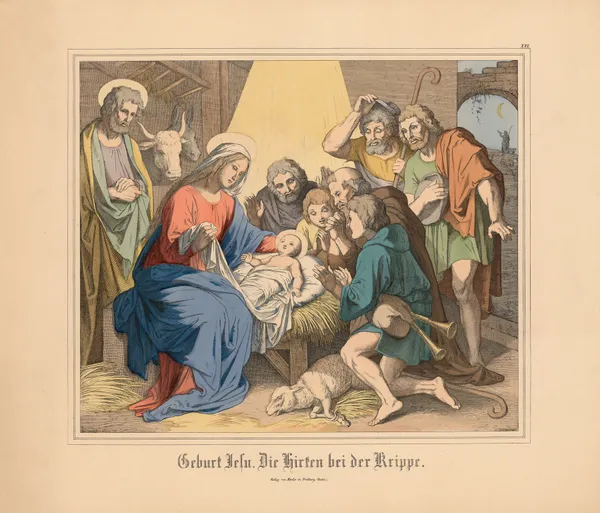 Geburt Jesu. Die Hirten bei der Krippe (19th century) av Johann Nepomuk Heinemann