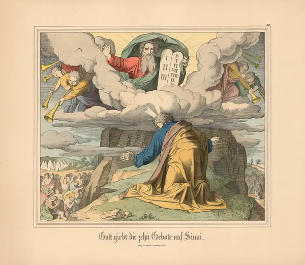 Gott giebt die zehn Gebote auf Sinai (19th century) av Johann Nepomuk Heinemann