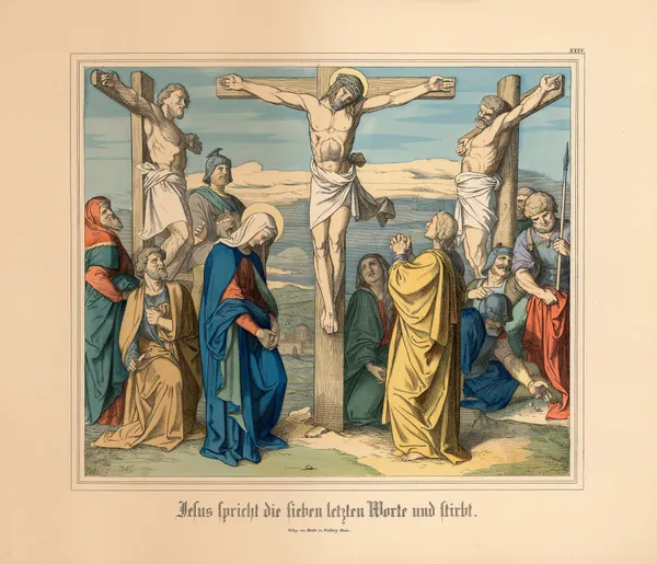 Jesus spricht die sieben letzten Worte und stirbt (19th century) av Johann Nepomuk Heinemann