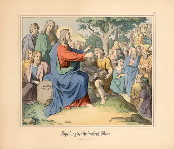 Speisung der fünftausend Hann (19th century) av Johann Nepomuk Heinemann