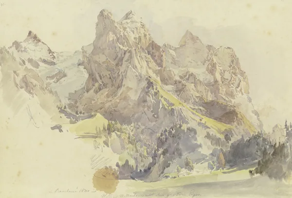 Blick von Rosenlaui auf das Wetterhorn und den Eiger av Johann Nepomuk Rauch