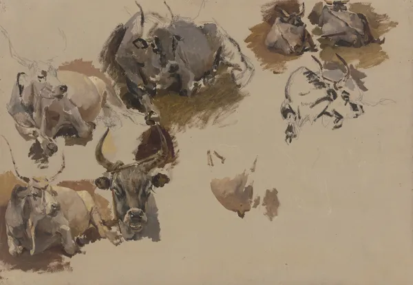 Rinder auf dem Campo Vaccino in Rom av Johann Nepomuk Rauch