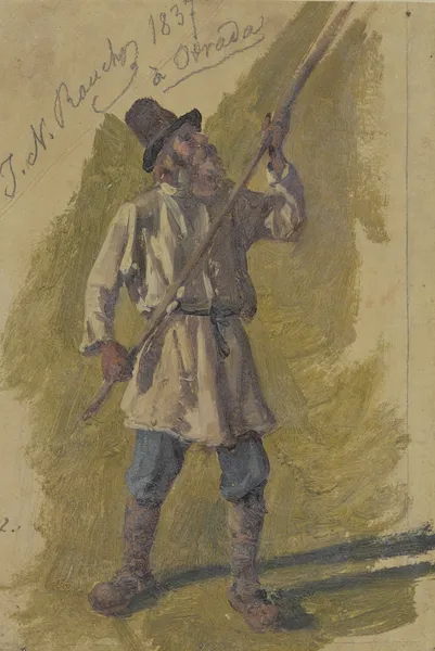 Russischer Bauer bei der Arbeit av Johann Nepomuk Rauch