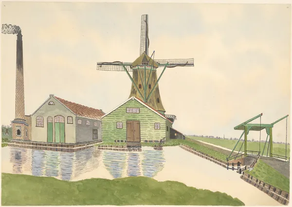molen; Guispad en papiermolen De Schoolmeester, 1931 (nu Guisweg 28, Westzaan). av Johannes Nicolaas Eijman