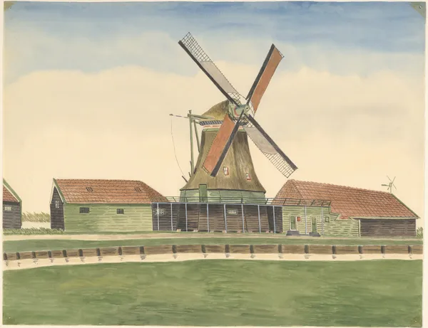 molen; oliemolen De Wildeman of De Rode-Wildeman aan het Zaandijkerwegje, gesloopt 1879 av Johannes Nicolaas Eijman