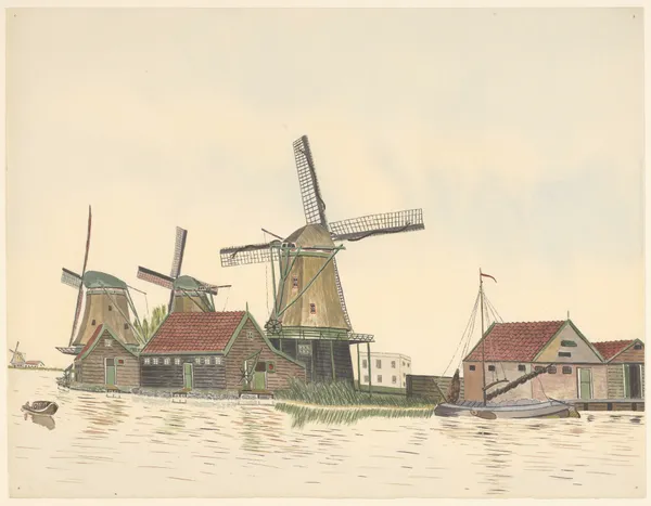 molens; De Ooievaar; De Windhond; De Gans, Kalverringdijk av Johannes Nicolaas Eijman