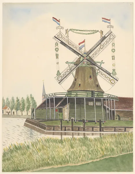 molens; oliemolen De Poelsnip, in bruidstooi av Johannes Nicolaas Eijman