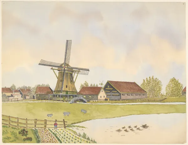 molens; oliemolen De Vogelstruis av Johannes Nicolaas Eijman